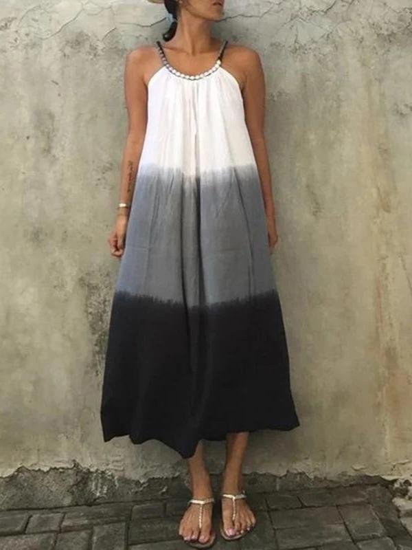 Gradient Tie-dye Sleeveless Dress With Big Swing - LuckyFash™