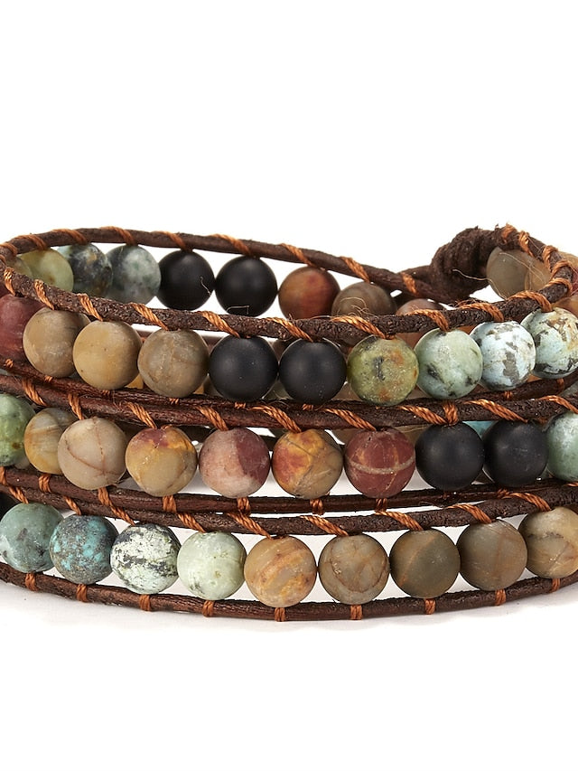 1 PC Multi-layer woven bracelet Vintage Theme Fashion Luxury Imitation Stone Bracelet - LuckyFash™