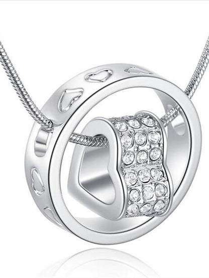 1PC Pendant Necklace For Women's Cubic Zirconia White Wedding Daily Alloy Classic Heart - LuckyFash™