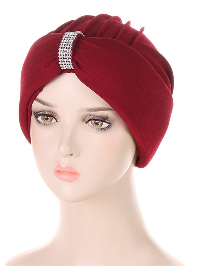 African Head Wraps Elegant Retro Turban for Women Muslim Headscarf Cap Soild Color Ladies Beanies Caps Muslim Headpiece - LuckyFash™