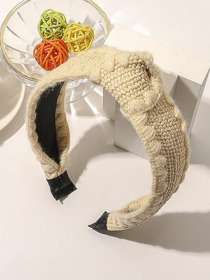 1PC Women's Girls' Headbands Headband For Street Daily Holiday Weave Fabric Wool Edge Raffia Headband-Knotted Beige Wool Edge Raffia Headband - Flat Black Wool Edge Raffia Headband - Flat Beige - LuckyFash™