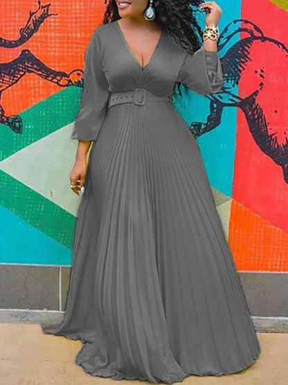 High Waist Slim Solid Elegant Fashion Long-sleeved Long Dress - LuckyFash™