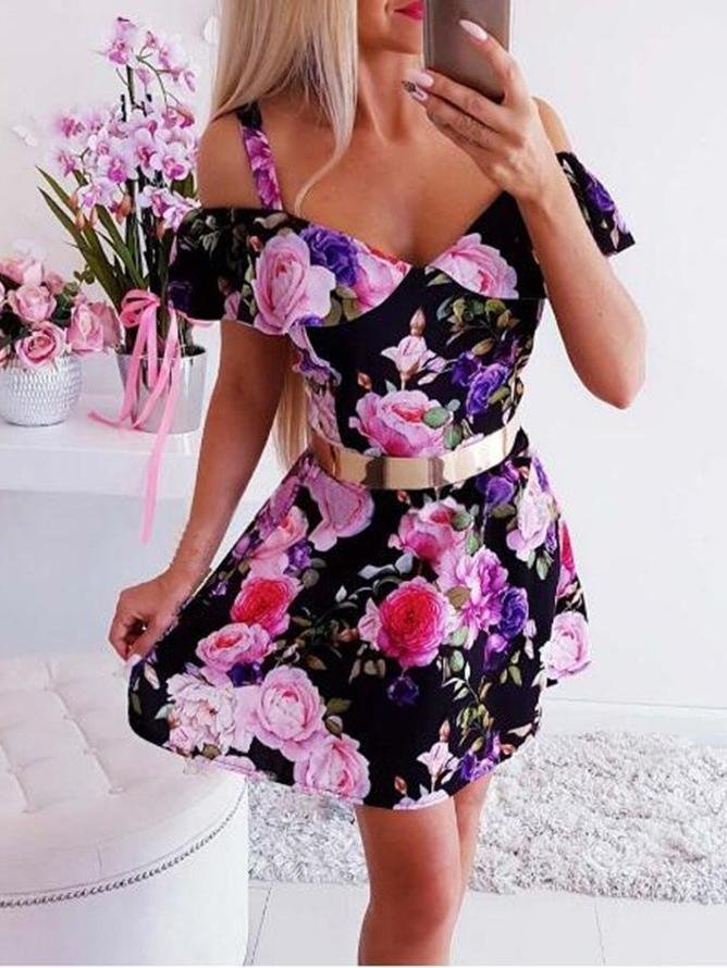 High Waist V-neck Strapless Off-shoulder Dress - LuckyFash™