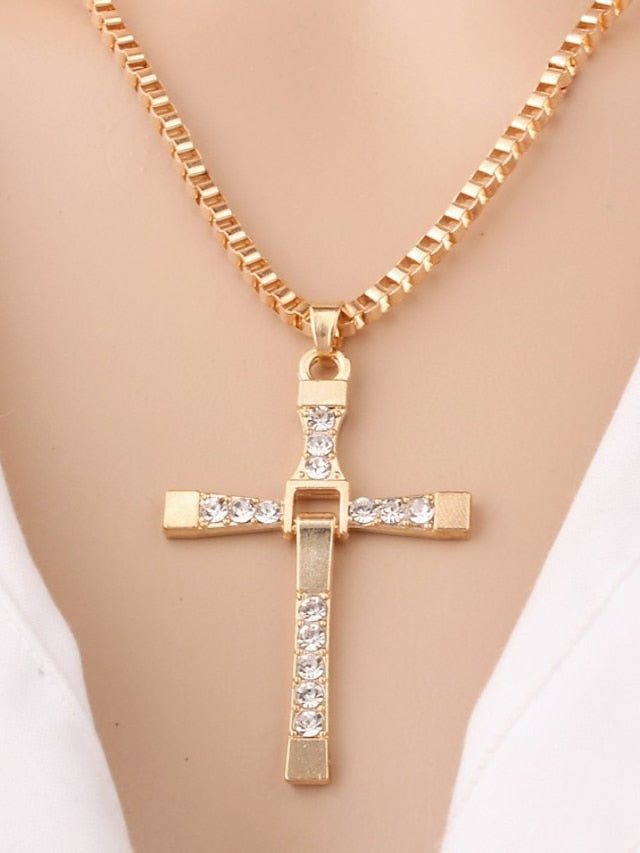 1PC Pendant Necklace For Women's Cubic Zirconia White Gift Daily Alloy Classic Cross - LuckyFash™