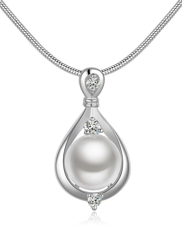 1PC Pendant Necklace Necklace For Women's Pearl White Gift Daily Alloy Classic Drop - LuckyFash™