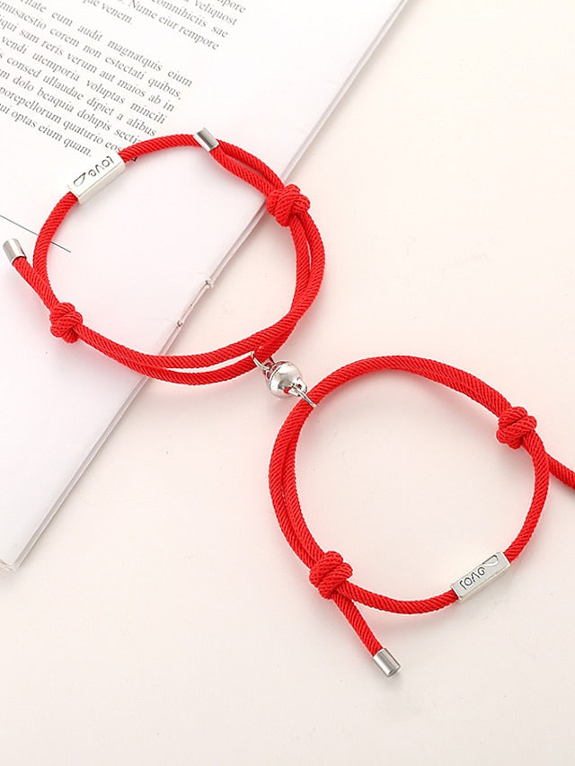 1 Pair Couple's Bracelet Magnetic Adjustable Romantic Series Love Simple Rope Bracelet Jewelry Milan For Gift - LuckyFash™