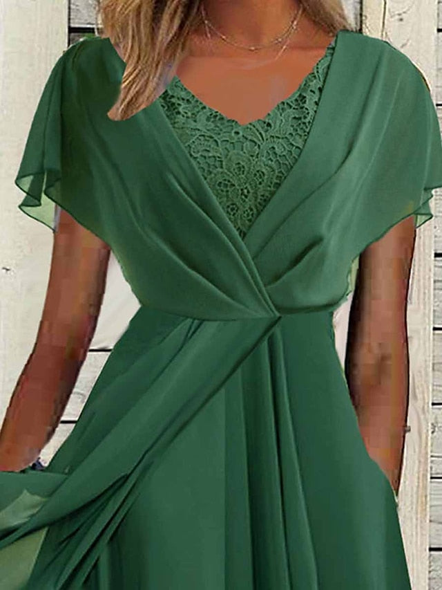 Womenâ€˜s Prom Dress Wedding Guest Dress Party Dress Long Dress Maxi Dress White Sleeveless Pure Color Lace Summer Spring Fall Crew Neck Evening Party Wedding Guest S M L XL 2XL 3XL - LuckyFash™