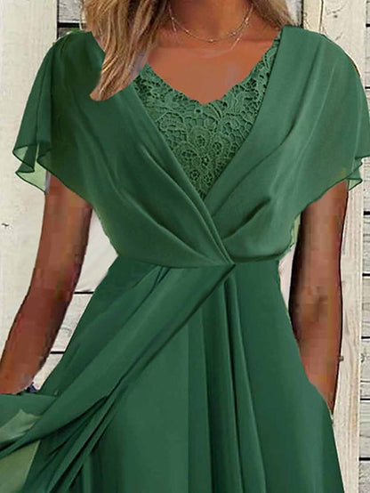 Womenâ€˜s Prom Dress Wedding Guest Dress Party Dress Long Dress Maxi Dress White Sleeveless Pure Color Lace Summer Spring Fall Crew Neck Evening Party Wedding Guest S M L XL 2XL 3XL - LuckyFash™