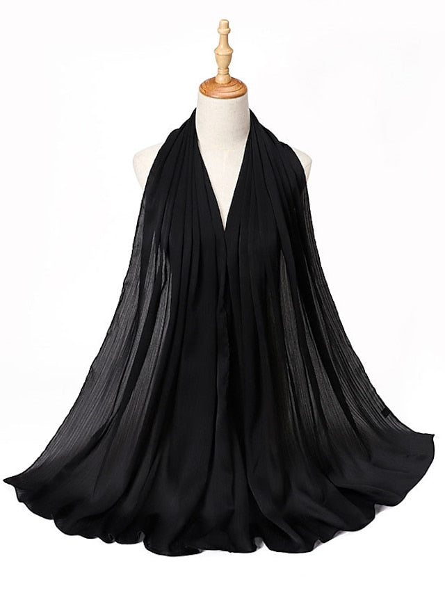 Muslim Scarf Crinkled Shawl Women Abaya Solid Hijab Ramadan Hijabs For Woman Abayas Dress Turban Instant Scarf for Women - LuckyFash™