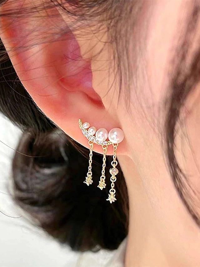 1 Pair Stud Earrings For Women's Birthday Party Evening Street Alloy Tassel Fringe Star - LuckyFash™