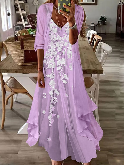 Womenâ€˜s A Line Dress Maxi long Dress Blue Pink Khaki Light Blue Half Sleeve Floral Ruched Spring Summer V Neck Elegant Casual 2023 S M L XL XXL 3XL - LuckyFash™