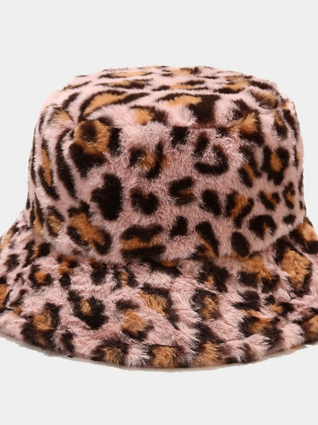 New Winter Bucket Hats Fluffy Fur Men Women Panama Hat Fashion Warm Fisherman Cap Multi Color Leopard Printed Hat - LuckyFash™