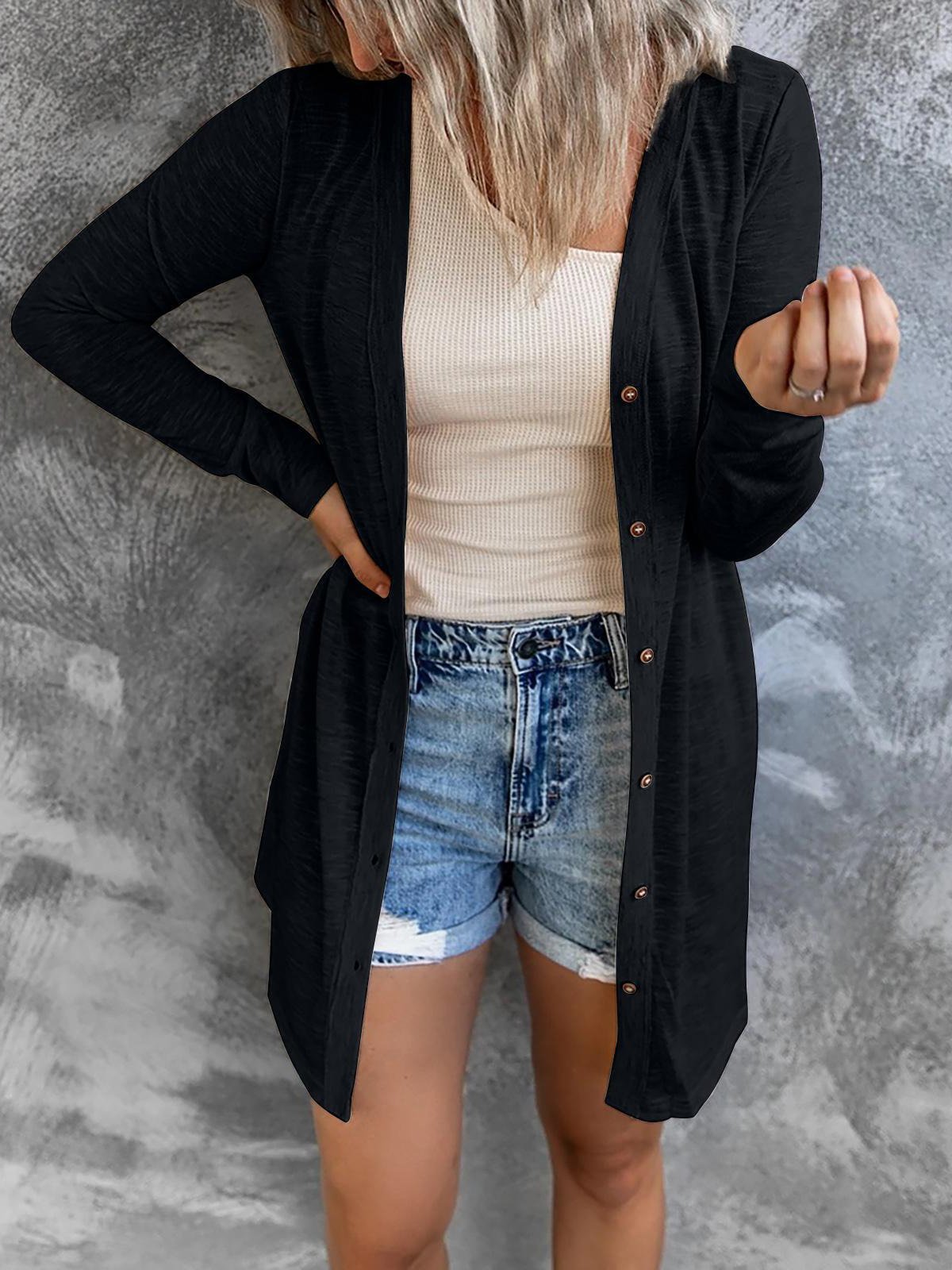 Women's Cardigan Button Solid Long sleeve Cardigan - LuckyFash™