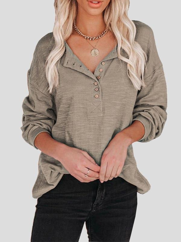 Women's Blouses Buttoned Lantern Sleeve Long Sleeve Blouses - LuckyFash™