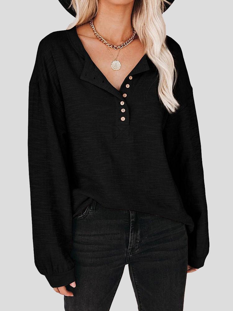 Women's Blouses Buttoned Lantern Sleeve Long Sleeve Blouses - LuckyFash™