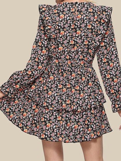 Women's Dresses Round Neck Flying Sleeve Printed Cake Dress - LuckyFash™