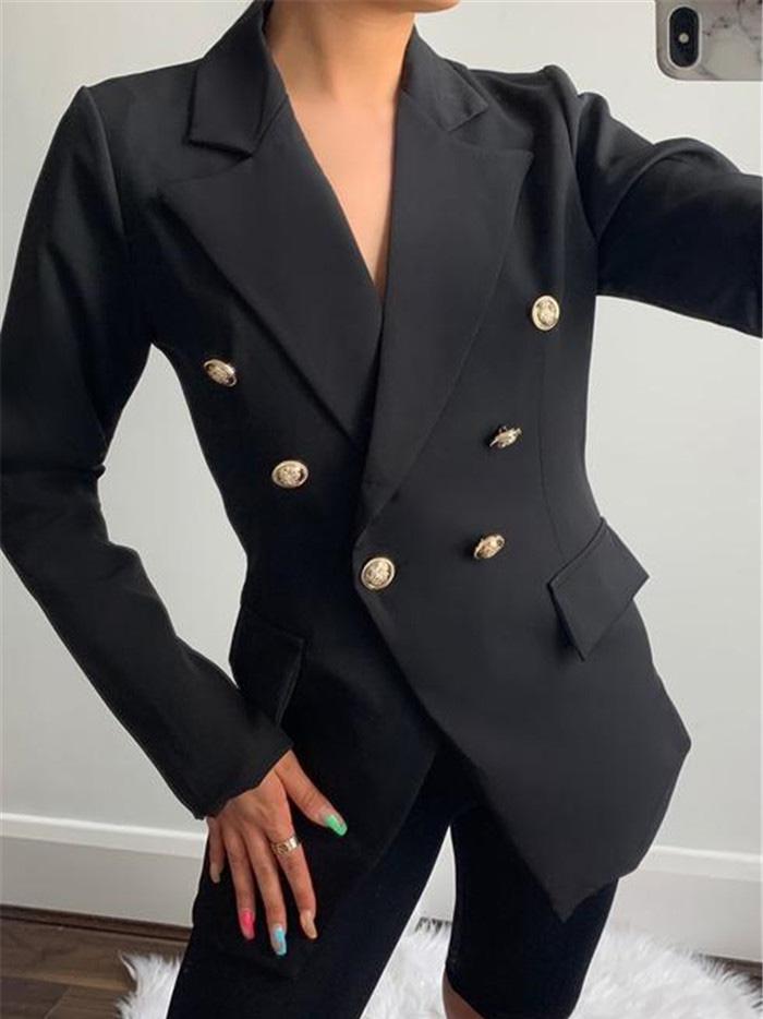 Blazer Slim Buttoned Solid  Mid-Length Blazer - LuckyFash™