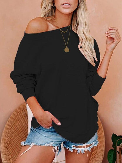 Women's T-Shirts Solid Long Sleeve Pullover T-Shirts - LuckyFash™