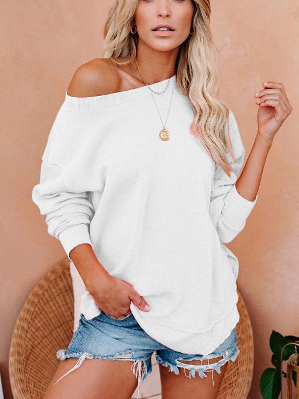 Women's T-Shirts Solid Long Sleeve Pullover T-Shirts - LuckyFash™