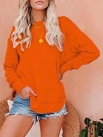 Women's T-Shirts Solid Long Sleeve Pullover T-Shirts - LuckyFash™