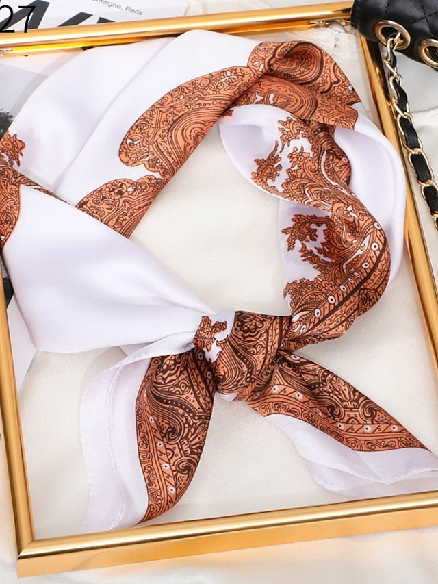 3 Colors Square Silk Scarf Women Fashion Print Small Neck Scarfs Office Lady Hair Band Foulard Hand Kerchief Female Bandana Shawl 70*70CM - LuckyFash™