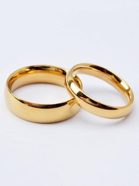Couple Rings Band Ring For Wedding Anniversary Gift Titanium Steel Gold Plated Classic Love Friendship Gold Black for Women - LuckyFash™