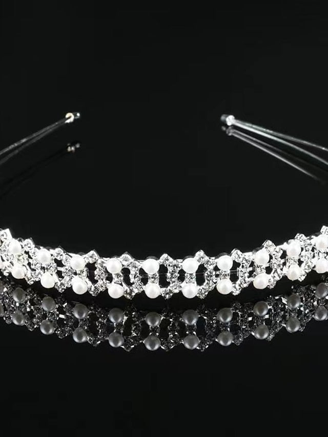 1PC Women's Headbands Headband For Wedding Party Evening Birthday Drusy Imitation Pearl Rhinestone Alloy 1 2 3 - LuckyFash™