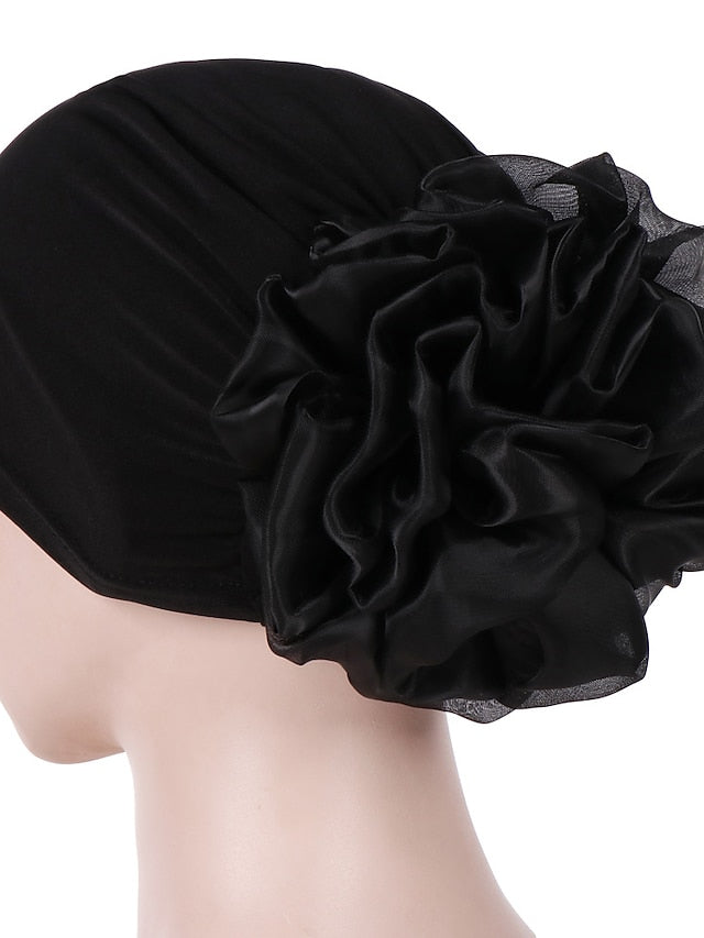 1pcs Women Floral Solid Hat Flower Stretchy Turban Bonnet Ladies Bandanas African Head Wrap - LuckyFash™