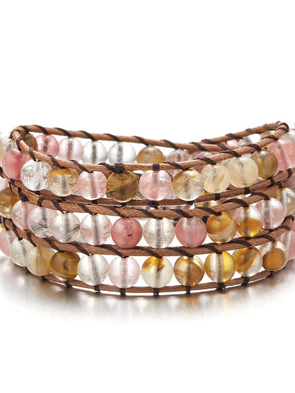 1 PC Multi-layer woven bracelet Vintage Theme Fashion Luxury Imitation Stone Bracelet - LuckyFash™