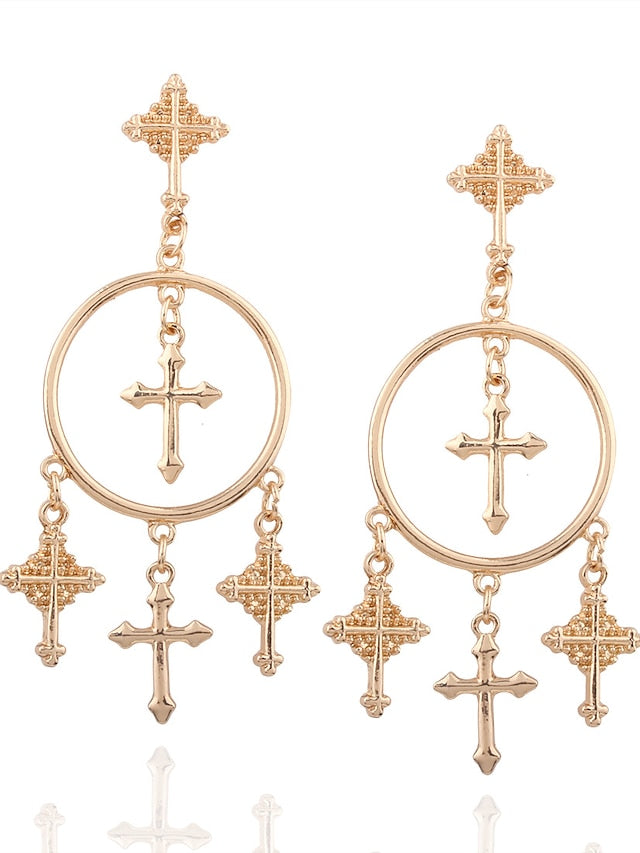 1 Pair Drop Earrings For Women's Street Date Alloy Classic Cross - LuckyFash™