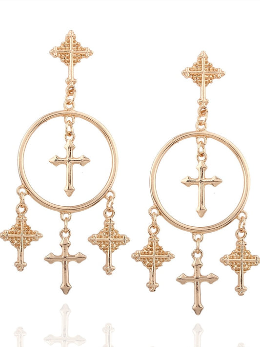 1 Pair Drop Earrings For Women's Street Date Alloy Classic Cross - LuckyFash™