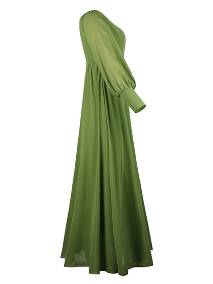Womenâ€˜s Prom Party Dress Swing Dress Long Dress Maxi Dress Green Black Purple Long Sleeve Pure Color Cold Shoulder Fall Autumn Off Shoulder Winter Dress Evening Party Loose Fit 2023 S M L XL - LuckyFash™
