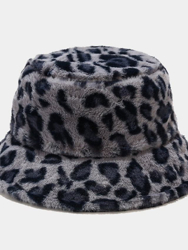 New Winter Bucket Hats Fluffy Fur Men Women Panama Hat Fashion Warm Fisherman Cap Multi Color Leopard Printed Hat - LuckyFash™