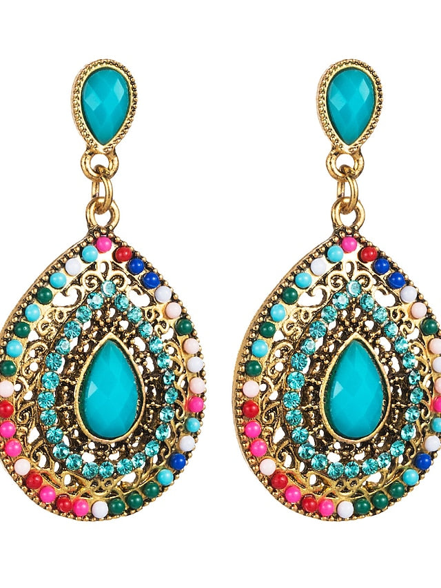 1 Pair Colorful Earrings For Women's Party Evening Prom Beach Alloy Pear Cut - LuckyFash™