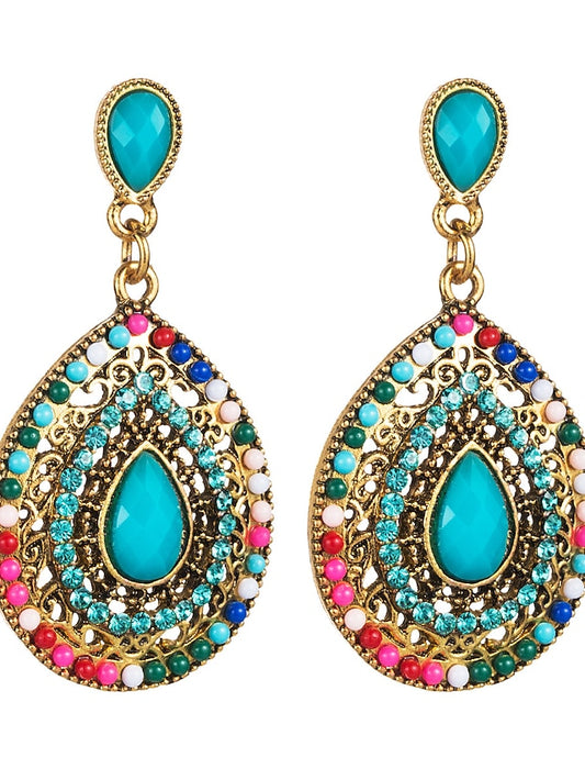 1 Pair Colorful Earrings For Women's Party Evening Prom Beach Alloy Pear Cut - LuckyFash™