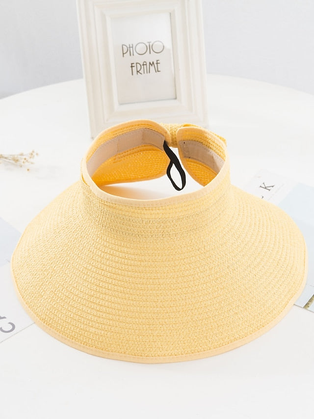 14 Colors Summer Folding Empty Top Hat Straw Hat Sun Hat Beach Hat Sunshade Sun Hat Panama Women's Men's Straw Hat - LuckyFash™