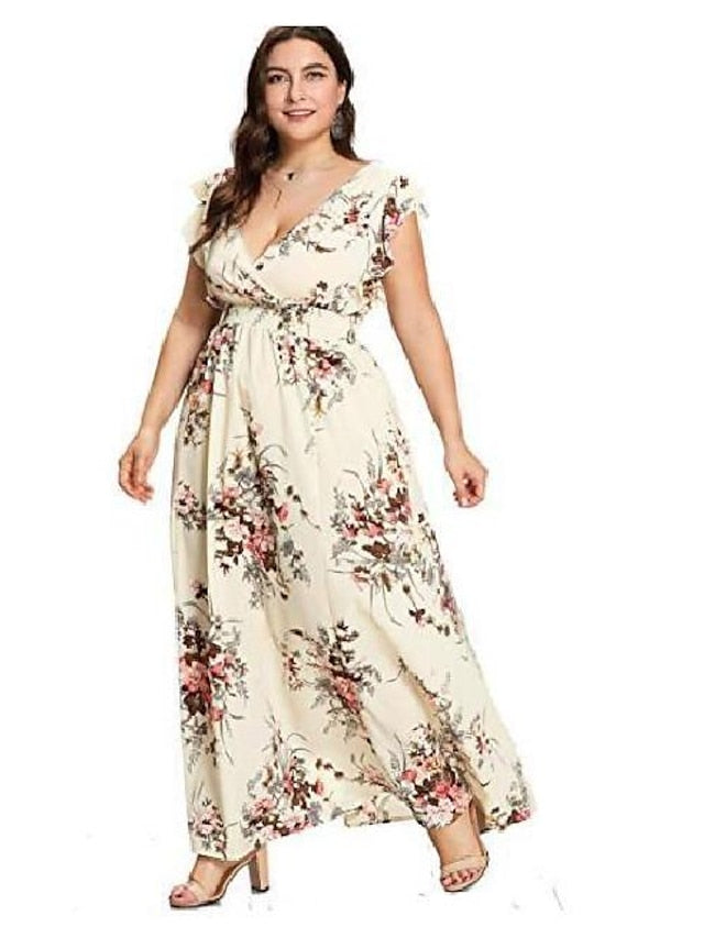 Women's A Line Dress Maxi long Dress Black Pink Dark Blue Beige Sleeveless Pattern Summer Casual Loose 2023 L XL XXL XXXL 4XL 5XL / Plus Size / Plus Size - LuckyFash™