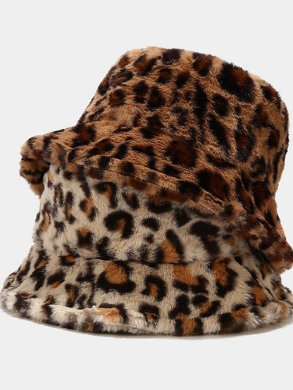 New Winter Bucket Hats Fluffy Fur Men Women Panama Hat Fashion Warm Fisherman Cap Multi Color Leopard Printed Hat - LuckyFash™