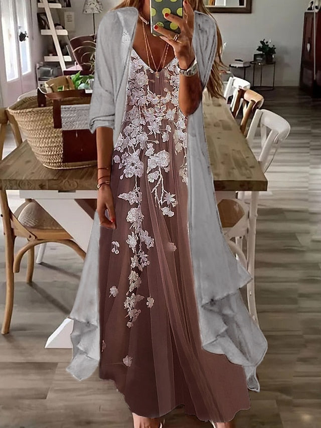 Womenâ€˜s A Line Dress Maxi long Dress Blue Pink Khaki Light Blue Half Sleeve Floral Ruched Spring Summer V Neck Elegant Casual 2023 S M L XL XXL 3XL - LuckyFash™