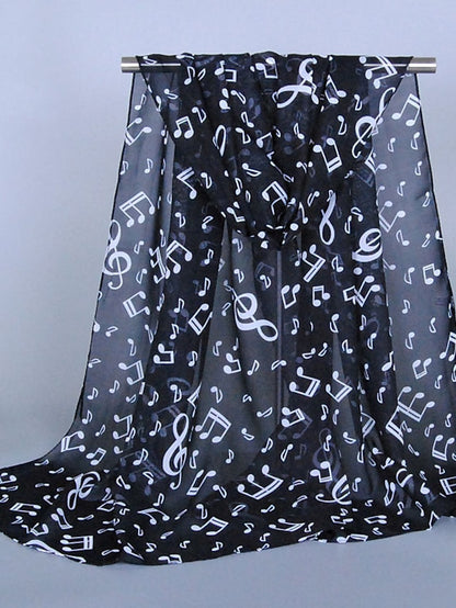 1PC Women Lady Musical Note Chiffon Neck Scarf Shawl Muffler Scarves High Quality Fabulous Elastic Beautiful Scarves - LuckyFash™