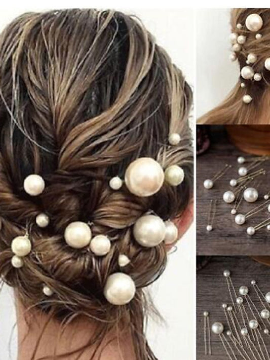 20pcs/box Hairpin For Wedding Party Evening Birthday Imitation Pearl Alloy Silver for Women - LuckyFash™