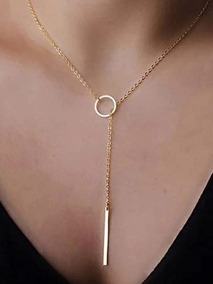 1 PC Necklace for Women Dainty Gold Long Necklaces 14k Gold Plated Heart Pearl CZ Teardrop Pendant Necklace Simple Gold Drop Necklace Trendy Y Necklace Fashion Gold Jewelry for Women Girls - LuckyFash™