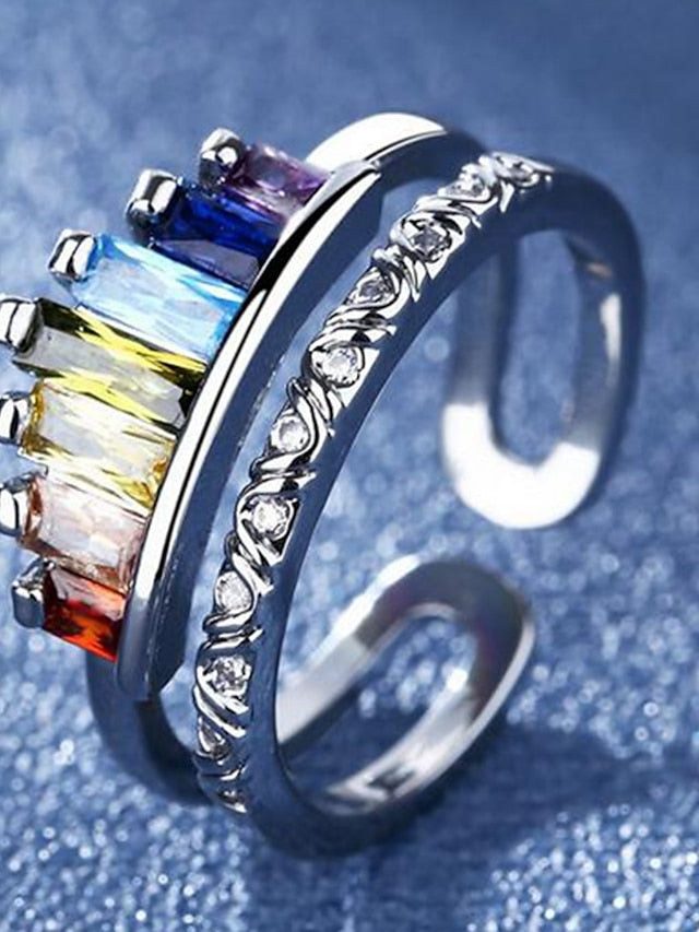 1PC Adjustable Ring For Women's AAA Cubic Zirconia Multicolor Street Date Alloy Classic - LuckyFash™