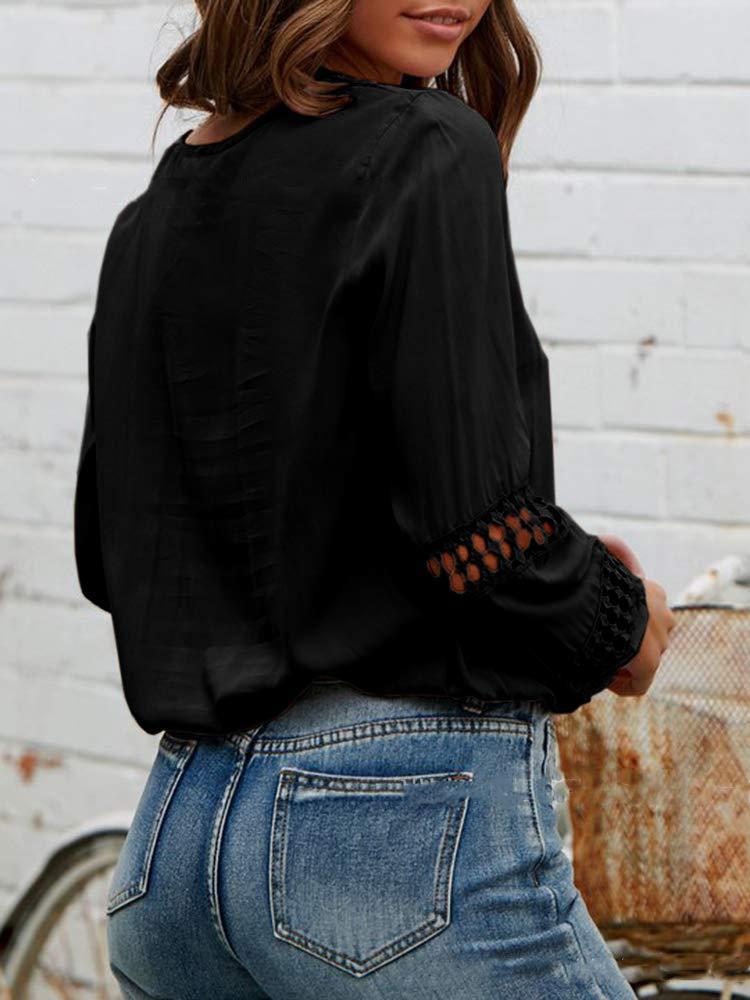 Lace Deep V-neck Long-sleeved Casual Shirt - LuckyFash™