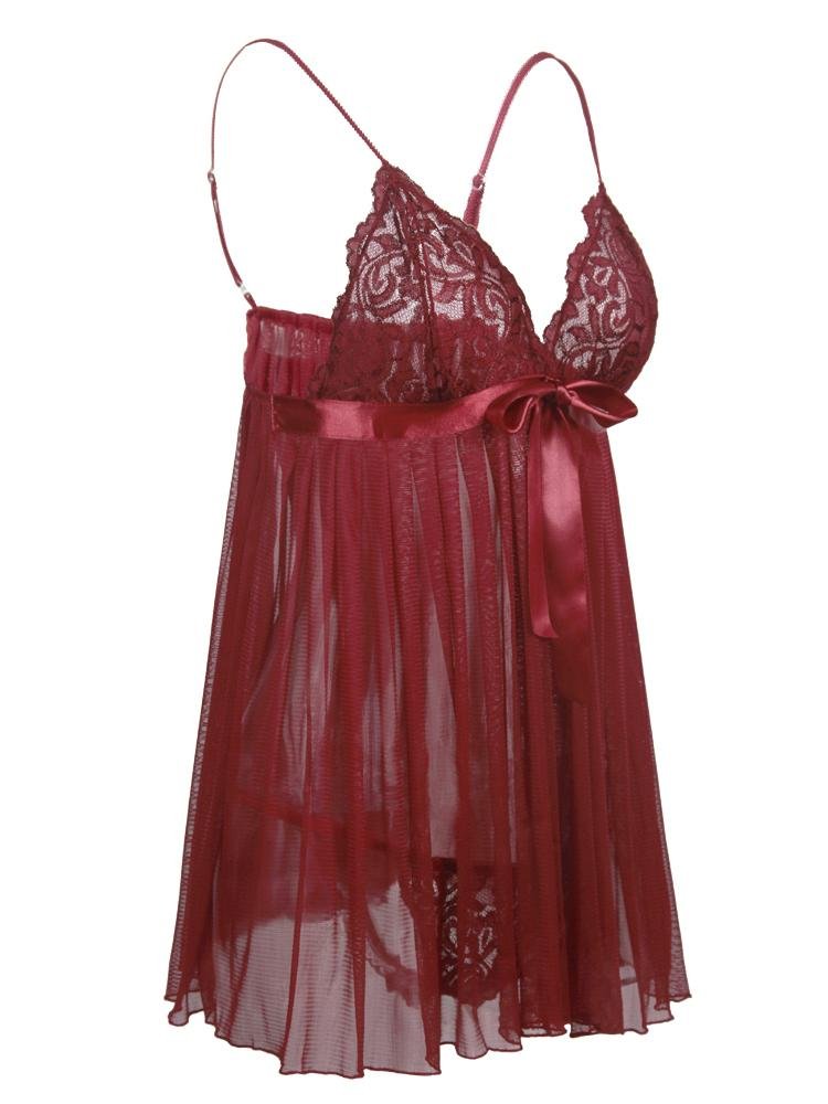 Lace Solid Color Suspender Nightdress - LuckyFash™