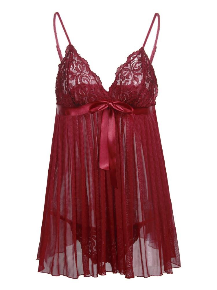 Lace Solid Color Suspender Nightdress - LuckyFash™