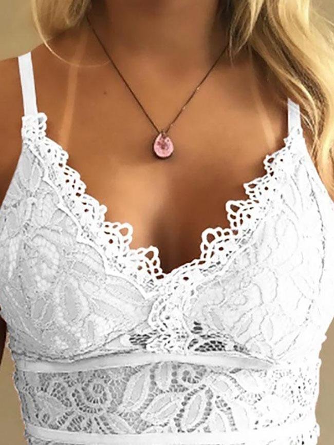 Lace Spaghetti Cami Bralette Tanks & Crop Top - LuckyFash™