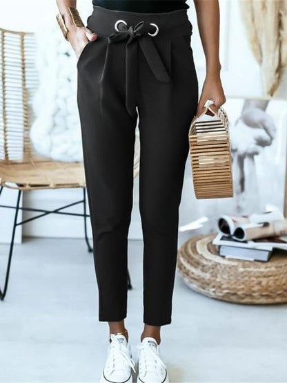 Lace-up Waist Solid Tight Casual Pants - LuckyFash™