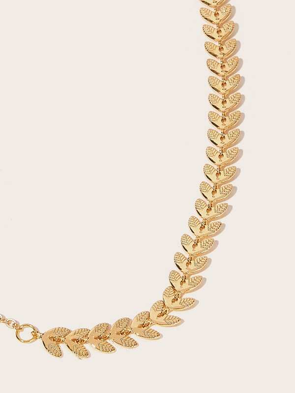 Leaf Detail Lariat Necklace 1pc - LuckyFash™