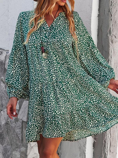 Leopard Print Long-sleeved Casual Holiday Loose Dress - LuckyFash™
